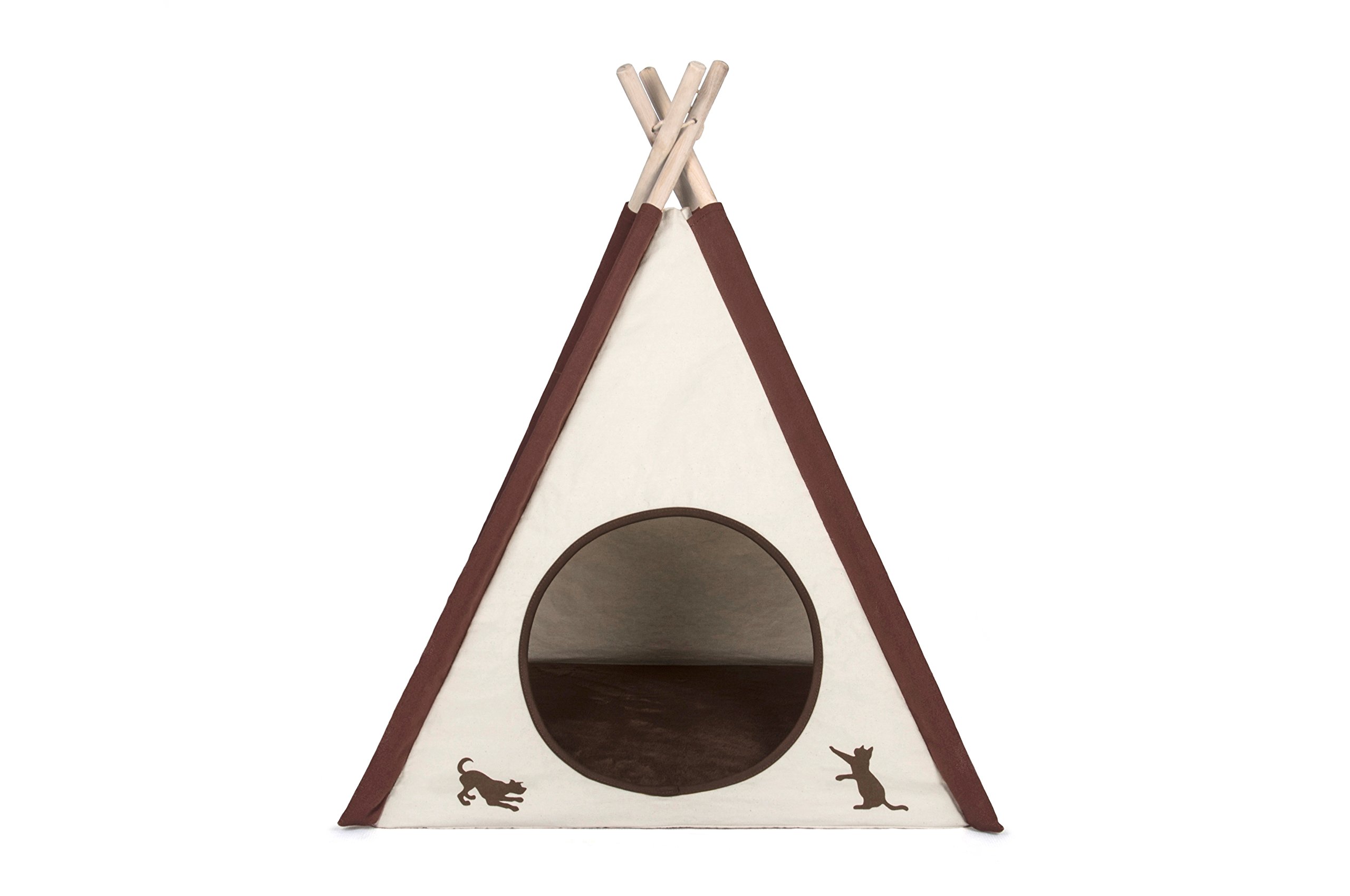 P.L.A.Y. Classic Cozy Cove Pet Teepee Tent for Dogs & Cats - Cotton Canvas Pet Bed House, Removable Pillow, Indoor/Outdoor, Machine Washable (Boho)