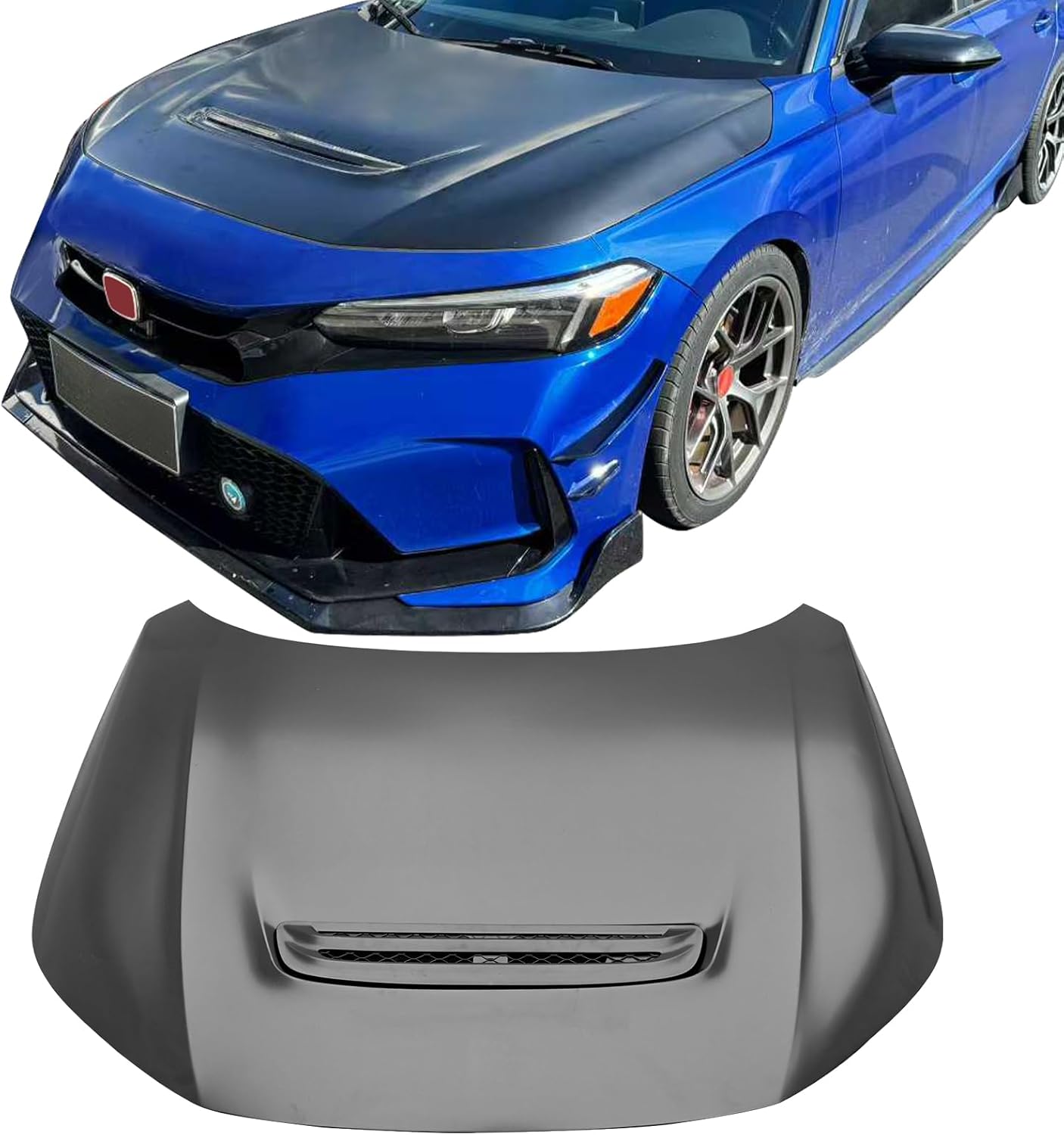 IKON MOTORSPORTS Hood Panel, Compatible with 2022-2026 Honda Civic (Exclude Type-R), Type R Style Iron Black Engine Front Bumper Hood Engine Bonnet Cover