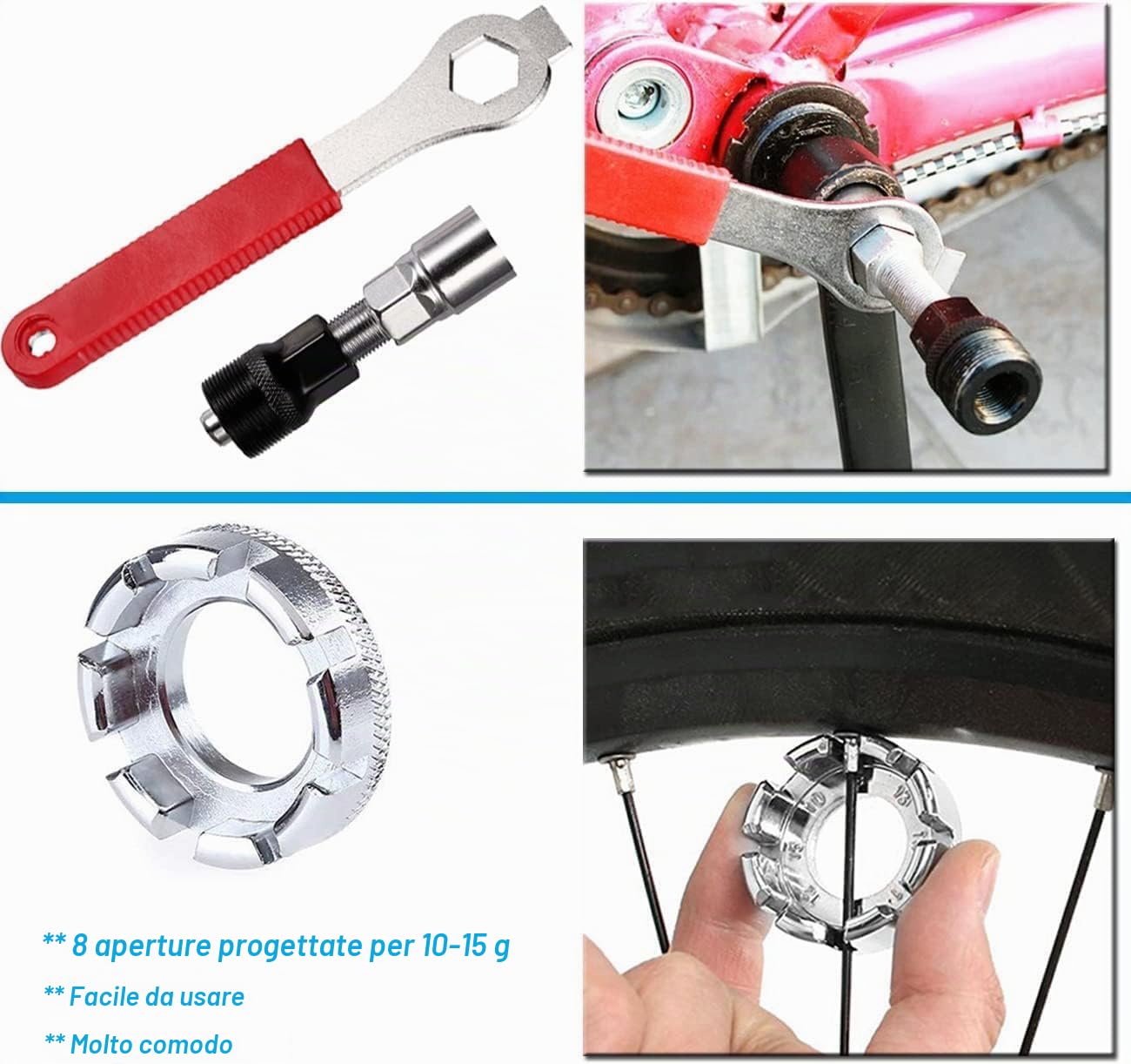 KITBEST Kit di riparazione per bici, kit di attrezzi per bicicletta con pompa e borsa, kit di riparazione per pneumatici con kit di riparazione per pneumatici 16 in 1, accessori per mountain bike