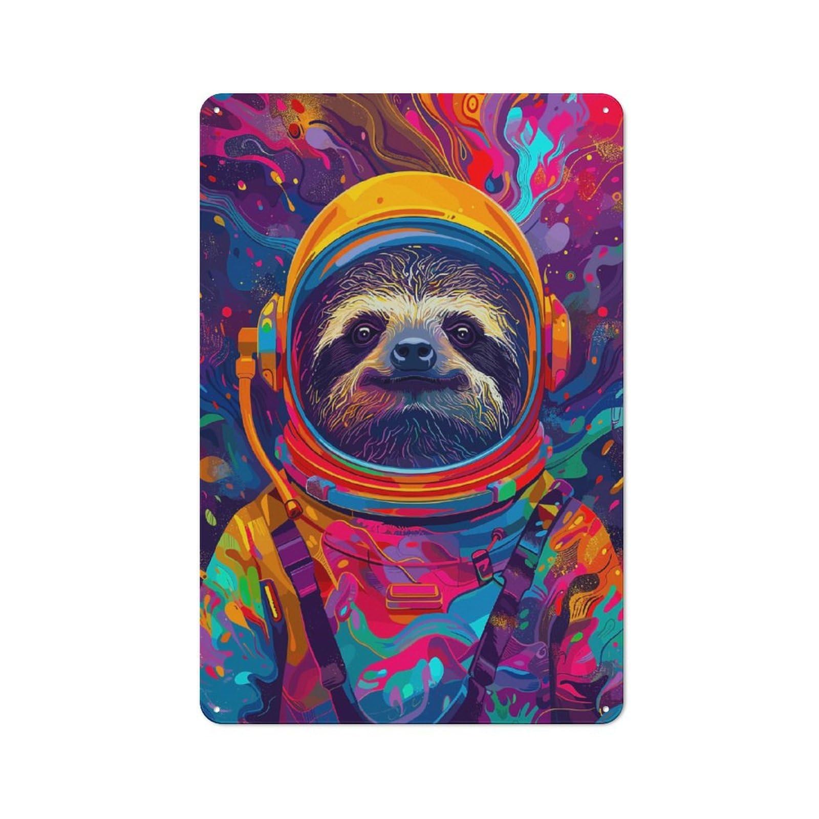 Junmoney Style-4 Metal Wall Sign 30X20cm Featuring Astronaut Space Sloth For Workshop Wall, For Vintage Wall Decor Fans, For Kitchen And Home Bar Decor