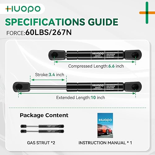 Miniatura 125 de Amortiguadores de gas de 10 pulgadas, 45 libras/200N, soporte de elevación de resorte para caja de herramientas de recogida de camión, tapa de caja