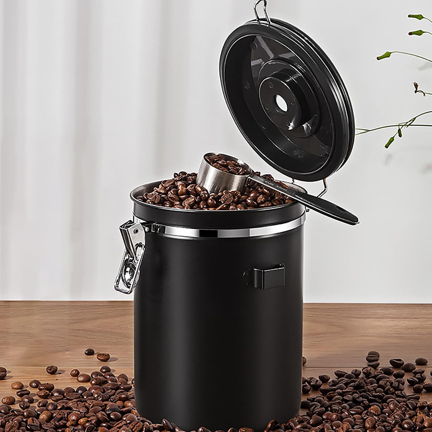 Accmuzzy Kaffeedose luftdicht aus Edelstahl, Kaffeebohnen Behälter mit Löffel und Kalenderrad, Vorratsdose für Kaffee, Tee, Nüsse und Kakao(2.8L) Küche, Haushalt & Wohnen