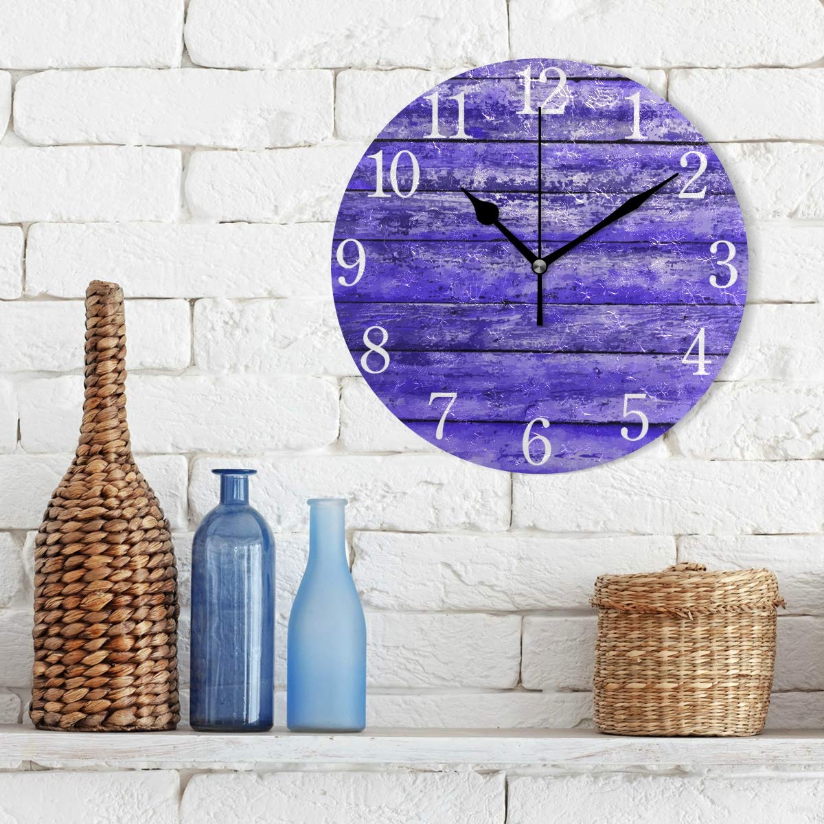 Mnsruu Orologio da parete rotondo senza ticchettio con fiori rosa rosa farfalla orologio da parete 25 cm facile da leggere orologio decorativo per soggiorno, sala da pranzo, cucina, casa a batteria