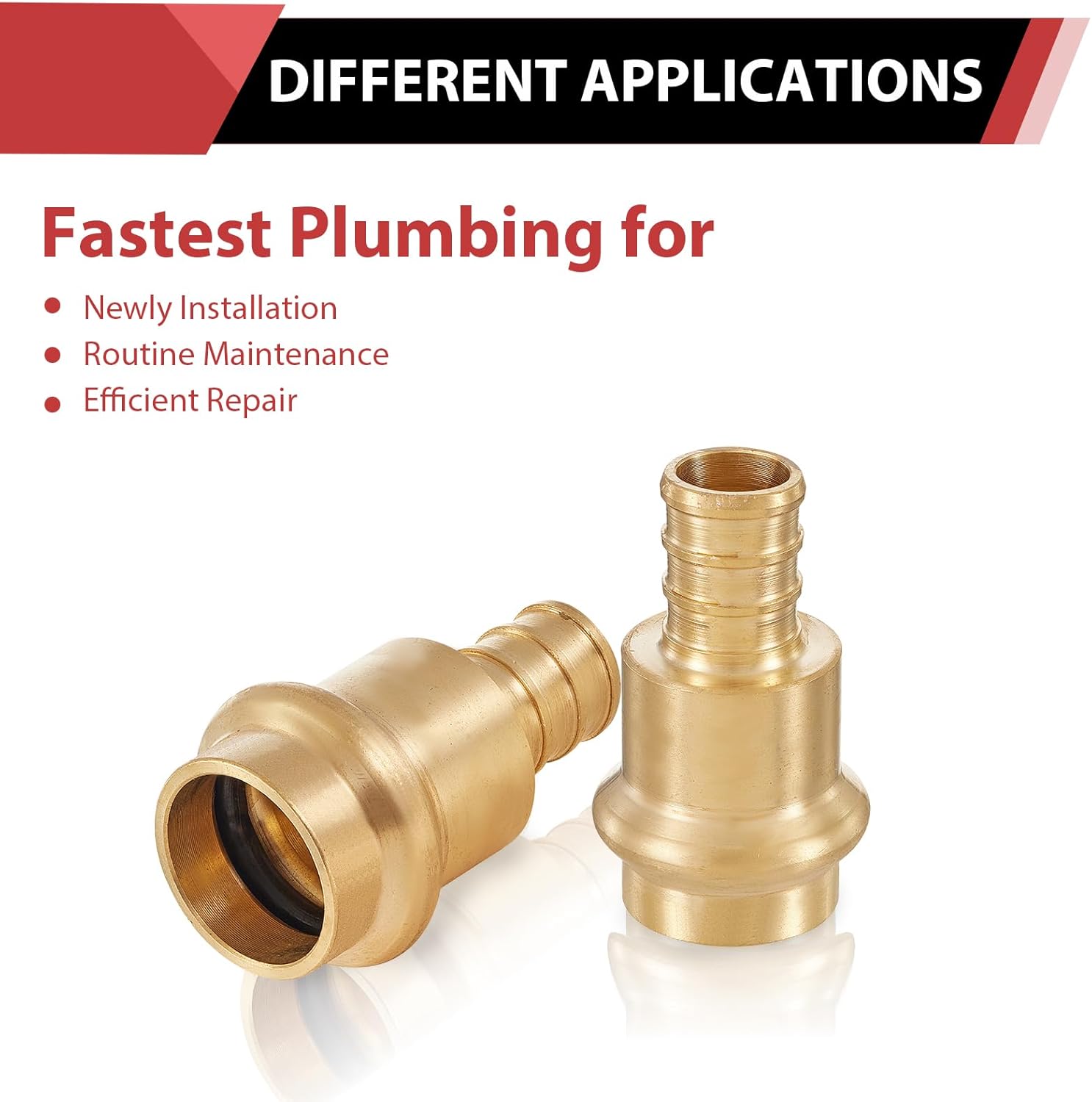 (Pack of 2) EFIELD 1/2" Copper Press X 1/2" PEX Crimp Coupling Brass Adapters For Copper and Pex Pipe Connection, LF Brass,(PEX1807344-2PCS)