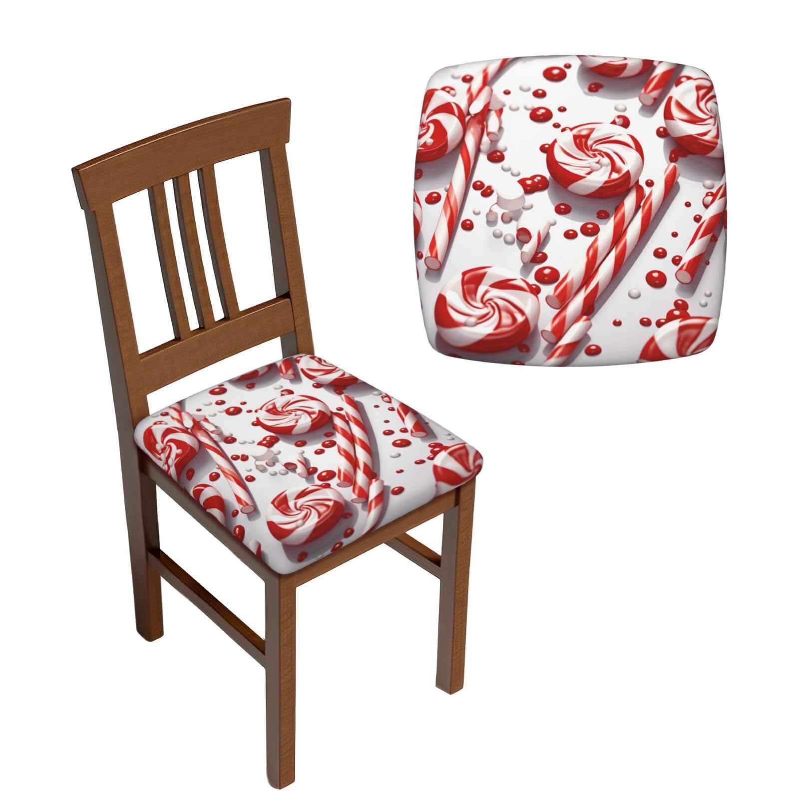 FodPand 2PCS Dining Chair Covers for Dining Room Candy Cane Chair Seat Cover Stretch Parsons Chair Slipcover Removable Washable Seat Cushion Slipcovers Cover for Kitchen Office