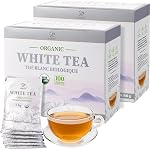 Soeos Organic White Tea Bags, 6.3oz (180g) 100 Count, Floral Aroma & Smooth Taste, Loose Leaf Tea Bags for Hot or Iced Tea, Everyday Brewing.
