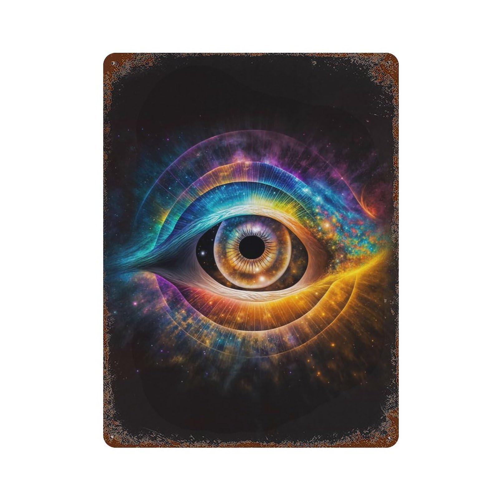 EYE of The SKY Aged Metal Wall Plaque 15.7"x11.8", Classic Wall Plaque for Garage, Pub Or Kitchen