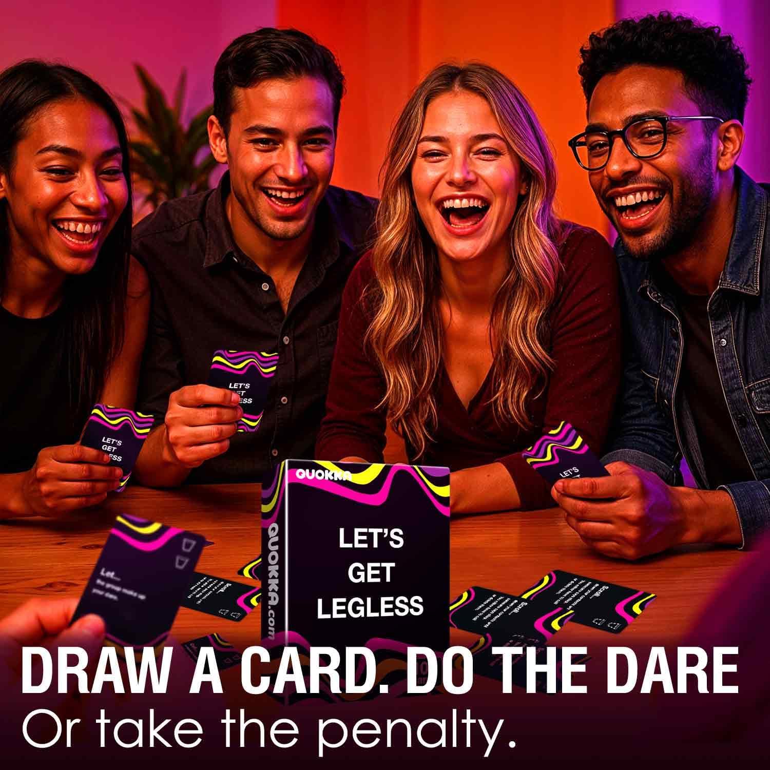 QUOKKA Card Games for Adults Let’s Get Legless – Adult Games for Party Game Night - Hilarious Challenge with 104 Tasks for Fun Parties and Board Games Night - Easy Rules - Replayable Fun - Image 4