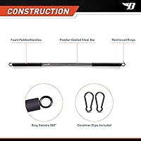 Vista 6 de BIONIC BODY 36 Inches Light Weight Resistance Training Straight Bar – Fits All Resistance Bands/Accessories with Carabiners BBEB-020