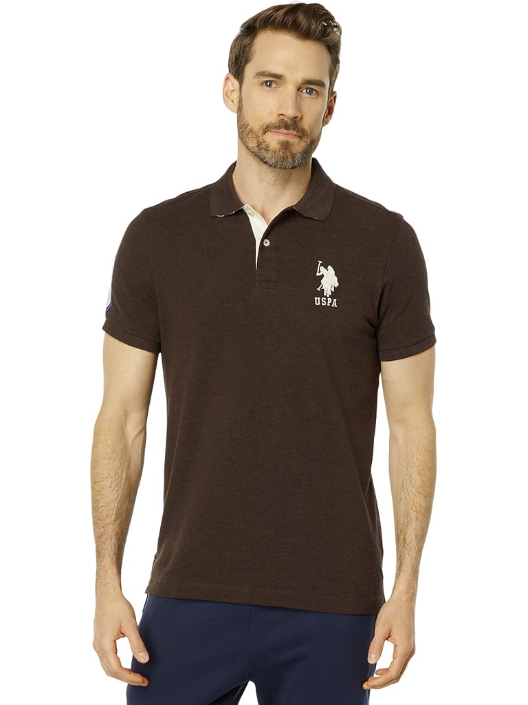 U.S. POLO ASSN. Slim Fit Solid Polo w/ Contrast Striped Underside of Collar