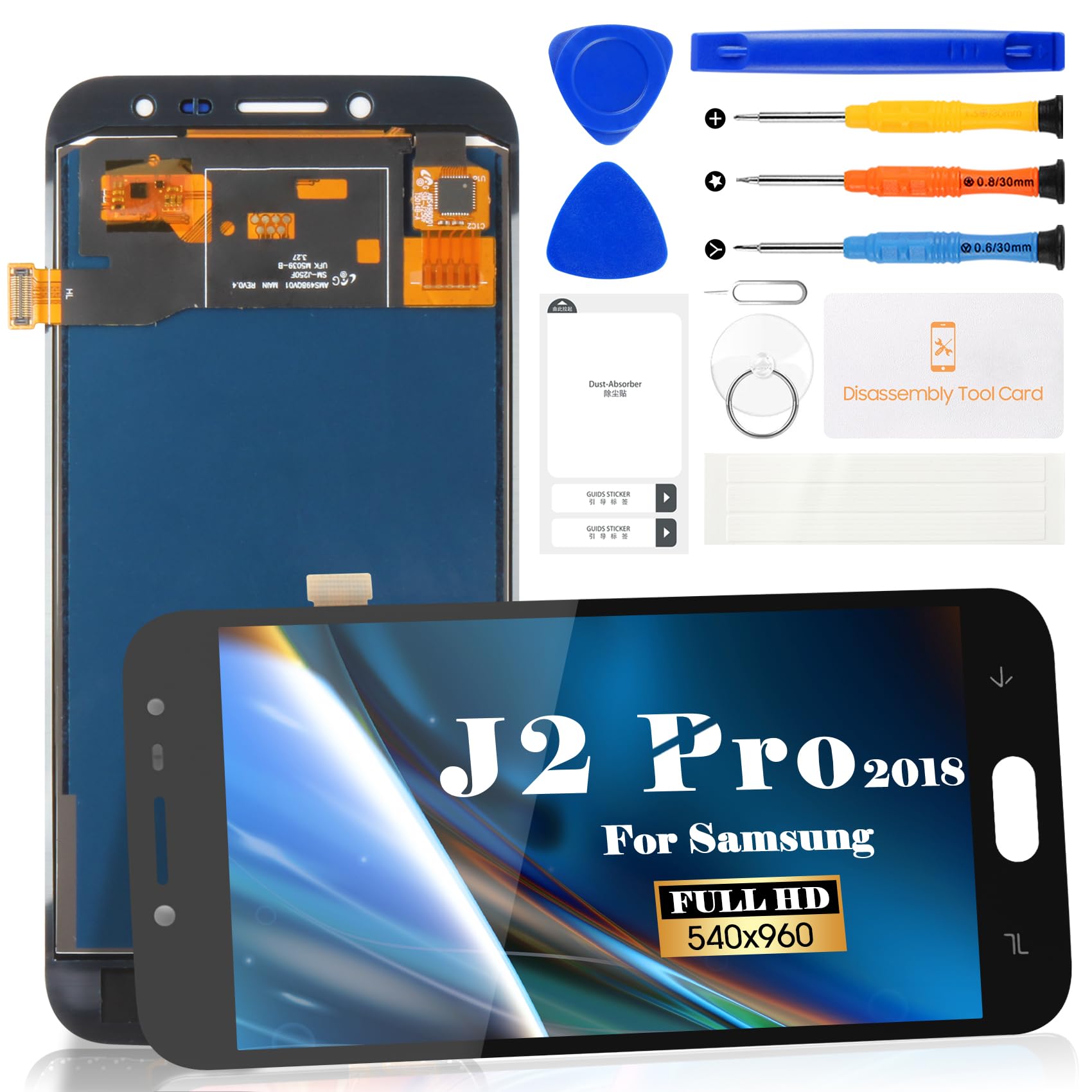 TFT LCD Screen Replacement for Samsung Galaxy J2 PRO (2018) J250 J250F J250F/DS J250G J250N J250M/DS 5.0" LCD Display Touch Screen Digitizer New Assembly(Not Original AMOLED) (Black)