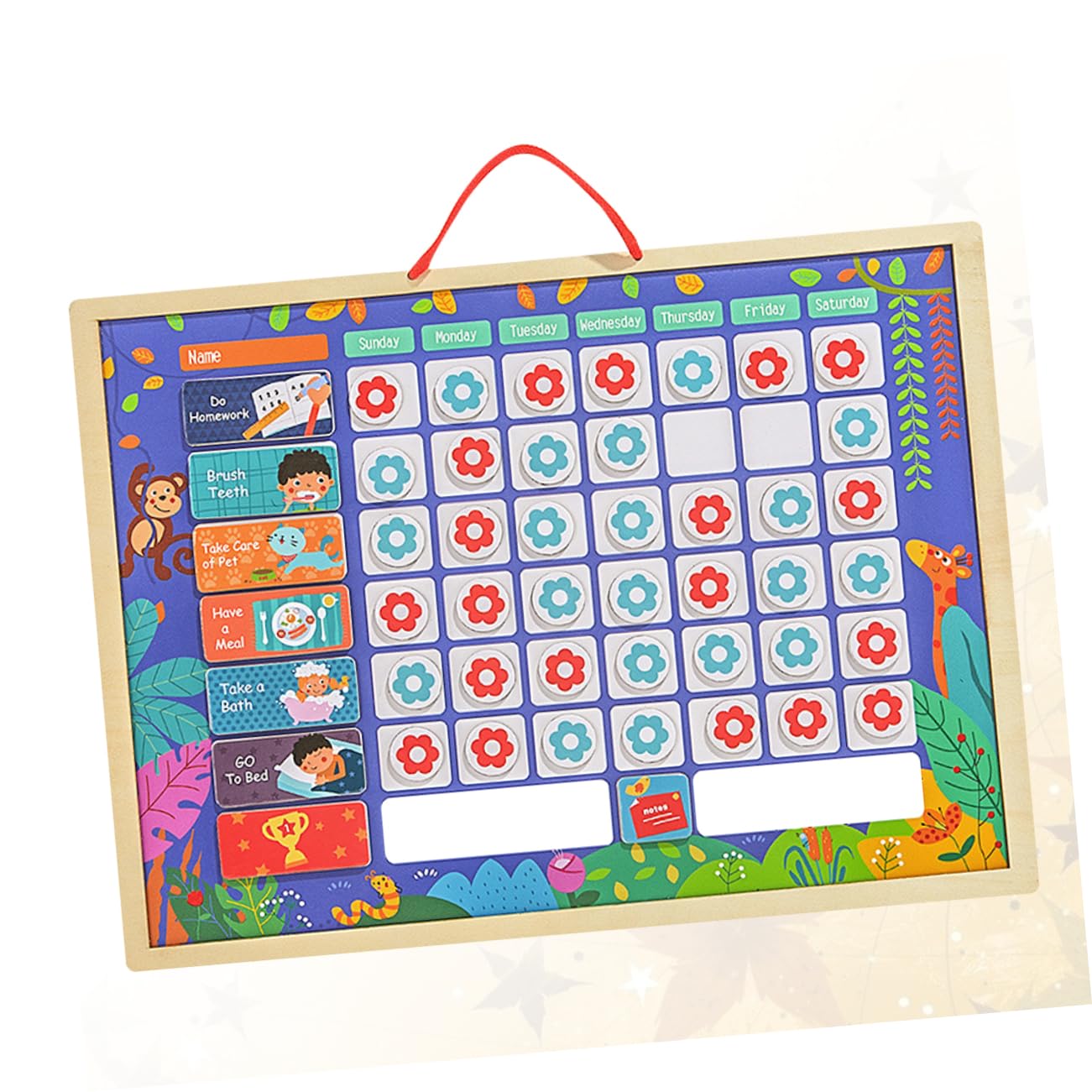 Gogogmee Tabla de Recompensas Infantil Estándar de Madera para Hábitos | Registro de Crecimiento, Tablero Colgante, Desarrolla Buenos Hábitos y Apoya la Autodisciplina