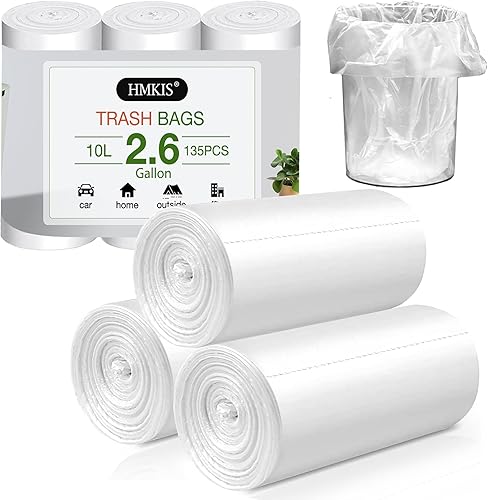 Miniatura 2 de Bolsas de basura pequeñas de 2.6 galones, 135 bolsas de basura blancas, papeleras pequeñas para baño, oficina, cocina