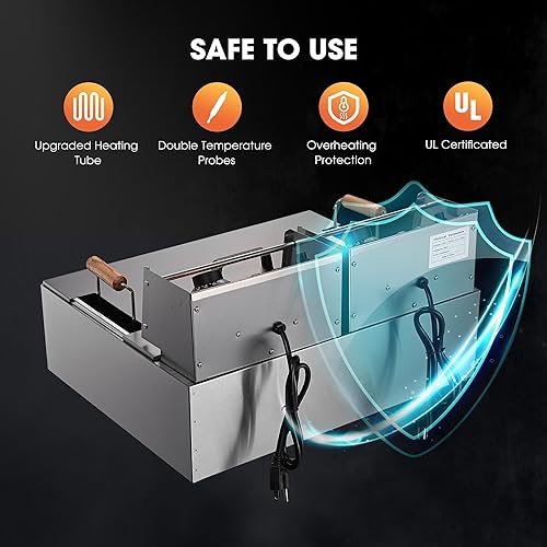 Miniatura 4 de WeChef Freidora eléctrica para encimera, 20L, 5000 W, freidora comercial de acero inoxidable, tanque grande con cesta para restaurante comercial