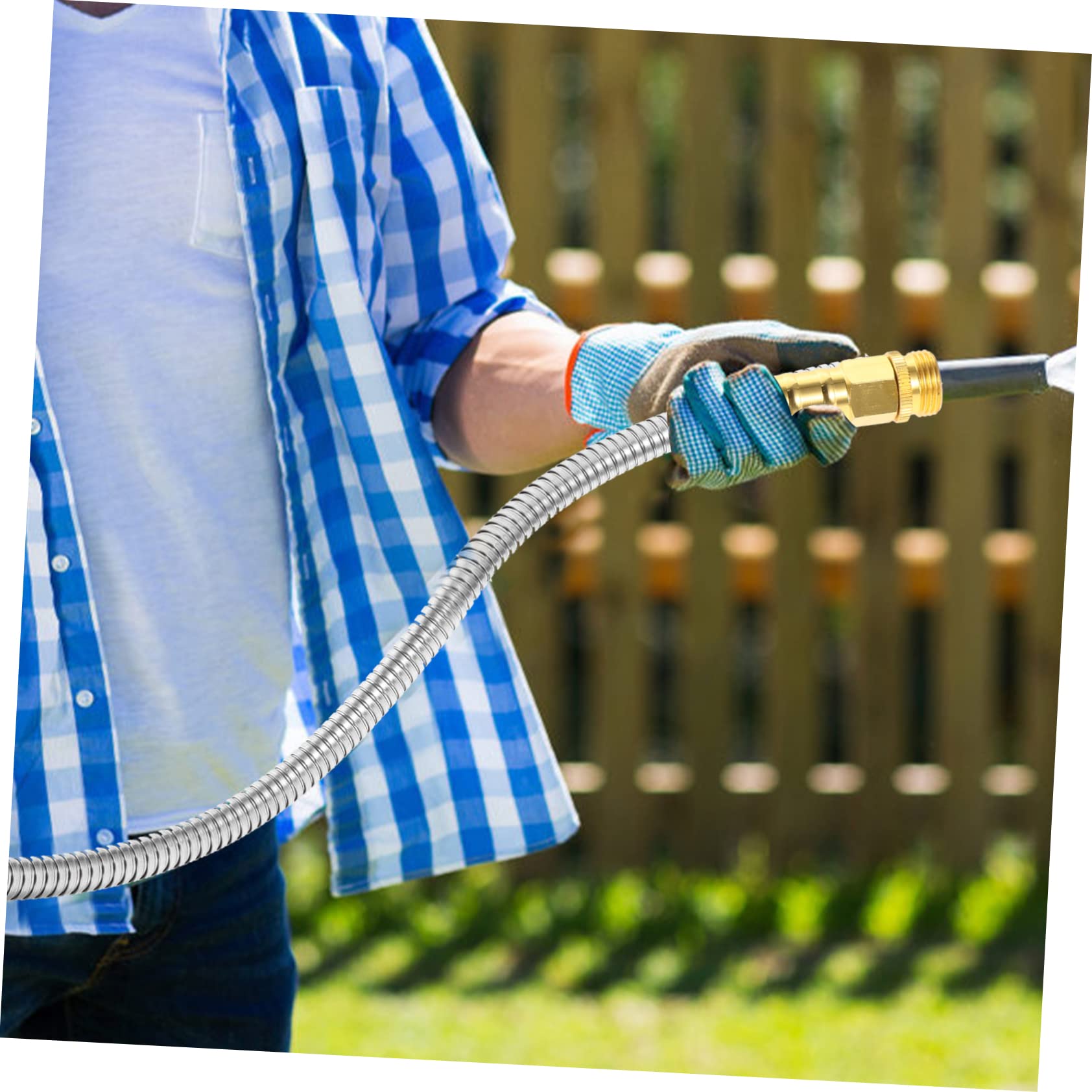 Flexibler aus Metall Edelstahl Verlängerung Gartenschlauch 1,5m 3/8 Innendurchmesser 5/8 Außendurchmesser Einfach zu Lagern und Entfernen für Gartenbewässerung