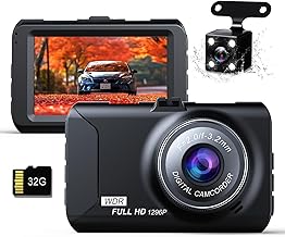 Drive Recorder, Front and Rear Camera, 2 Cameras, Car Dash Camera, Small Dash Camera, 1296P, 3-Inch LCD Screen, HD Image Quality, 32 GB Card Included, 175° Ultra Wide Angle, Front and Rear Camera, HDR