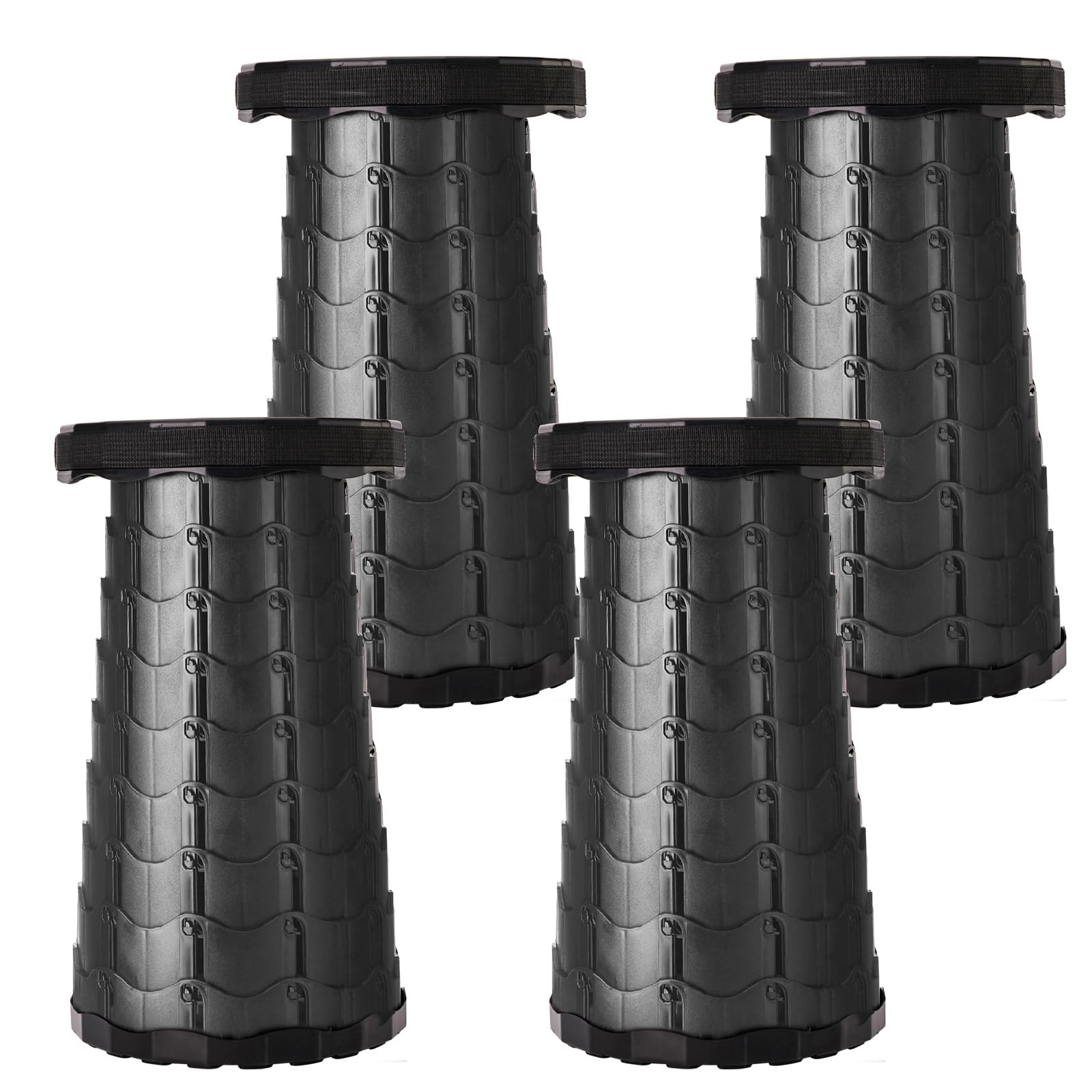 Upgraded Foldable Stool Thickened, Portable Collapsible Stool Retractable Stool for Fishing, Hiking Tours, BBQ, Parties (Black) (4)