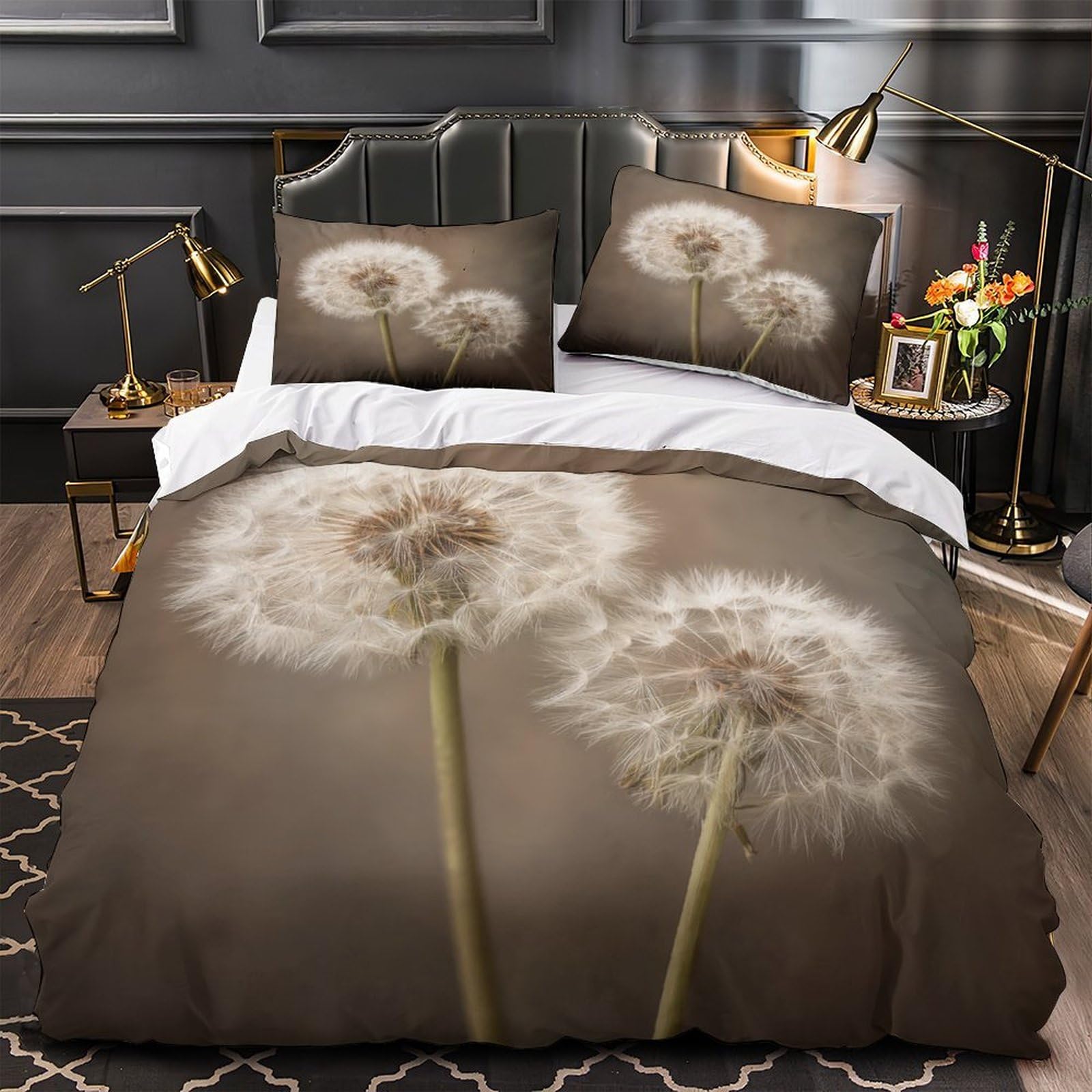 Teckel Housse de Couette King 220x240 en microfibre douce et respirante avec motifs colorés pour lit