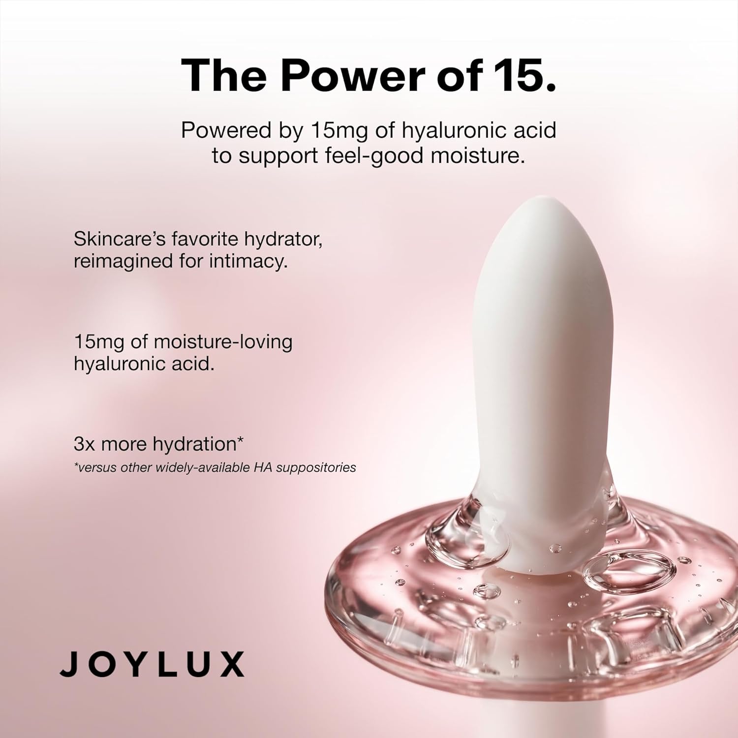 Joylux reliefHER Hydration Melts, Moisturizing Vaginal Suppositories with 15mg Hyaluronic Acid (3X More HA), Non-Hormonal, Supports Intimate Hydration & Comfort, 10 Melts