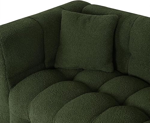 Miniatura 5 de Sofá moderno con patas de metal tapizado capitoné de 3 plazas con 2 almohadas, cómodo boucle para sala de estar, dormitorio, oficina, 80 pulgadas de