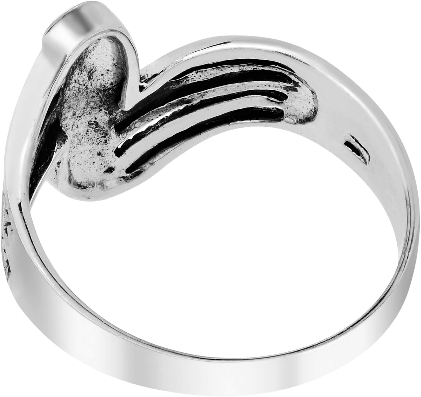 Aeravida Contemporary Flowing Waves Abalone Shell Inlay .925 Sterling Silver Ring | Dainty Abalone Rings For Women | Trendy Comfort Fit Silver Rings for Women | Gift for Women | Sterling Silver Rings Sizes - Image 3