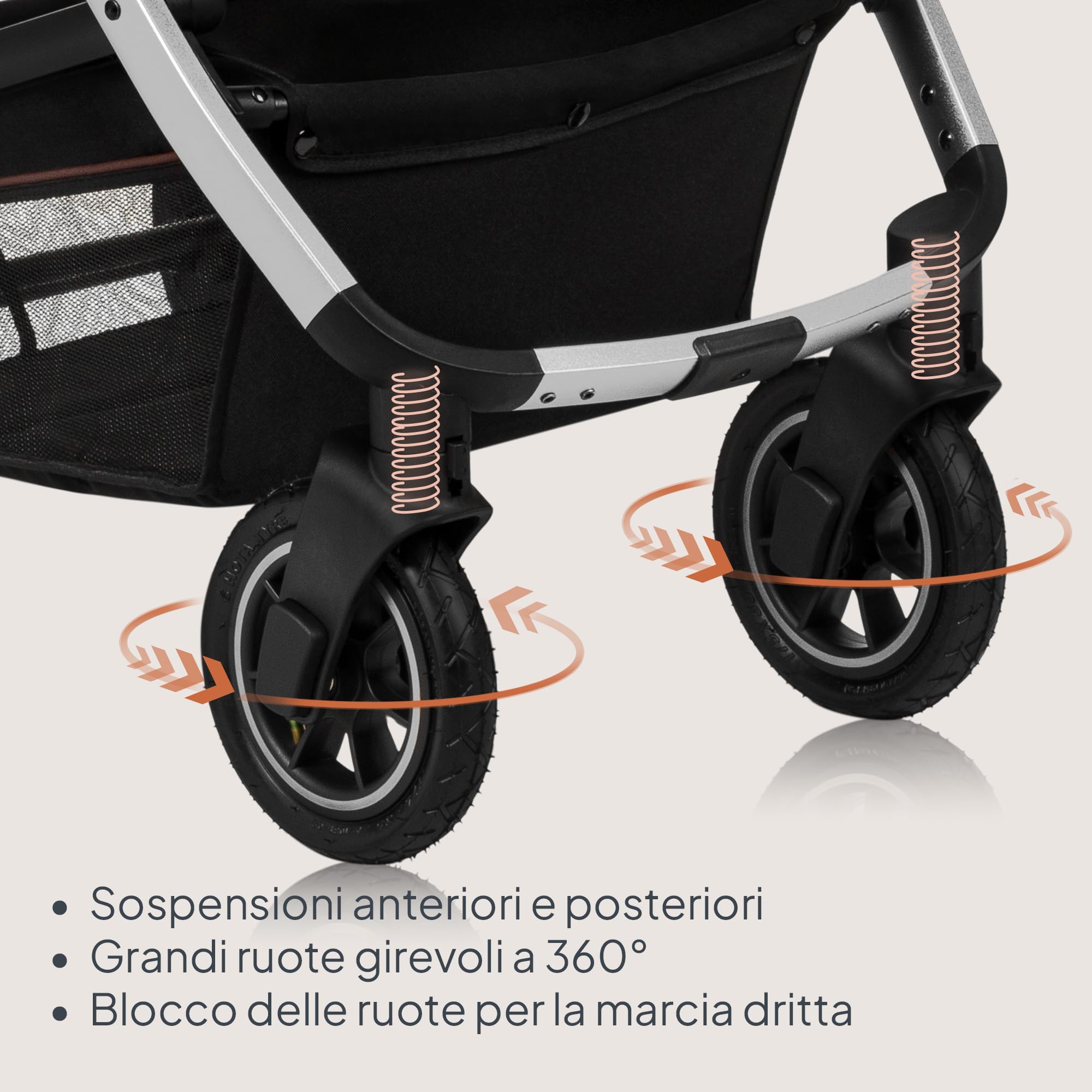 LIONELO Amber Passeggino Trio 3 in 1 da 0 a 48 Mesi fino a 22 kg | Set Passeggino + Navicella + Ovetto per Neonati e Bambini, Regolabile e Pieghevole, Ruote Grandi, Cappottina XXL