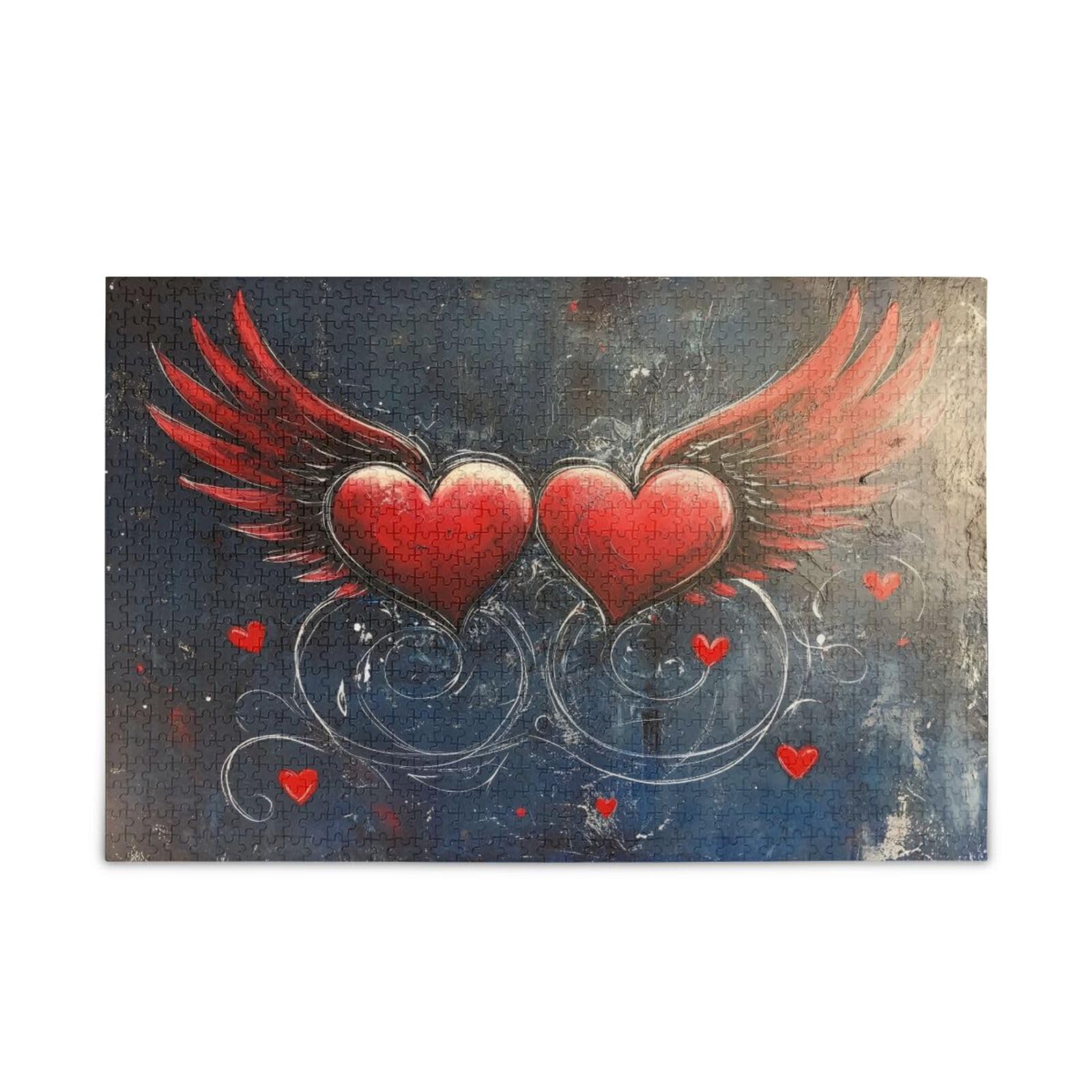 Msyxl Valentine's Day Wings Puzzle 1000 Pieces - Wooden Jigsaw Puzzles for Family Games - Suitable for Teenagers and Adults