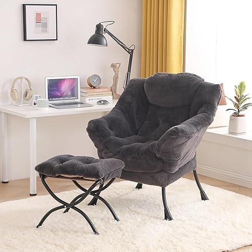 Miniatura 5 de Tiita - Sillón reclinable con otomana, grande, moderno, silla de ocio, de lectura, con reposapiés, para dormitorio, sala de estar, dormitorios,