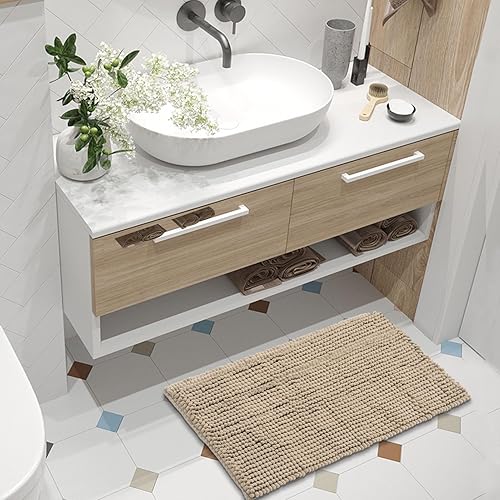 Miniatura 2 de FRESHMINT - Tapete de baño de felpilla antideslizante, 24 x 17 pulgadas, lavable y suave, tapete para suelo de baño y bañera, de microfibra gruesa