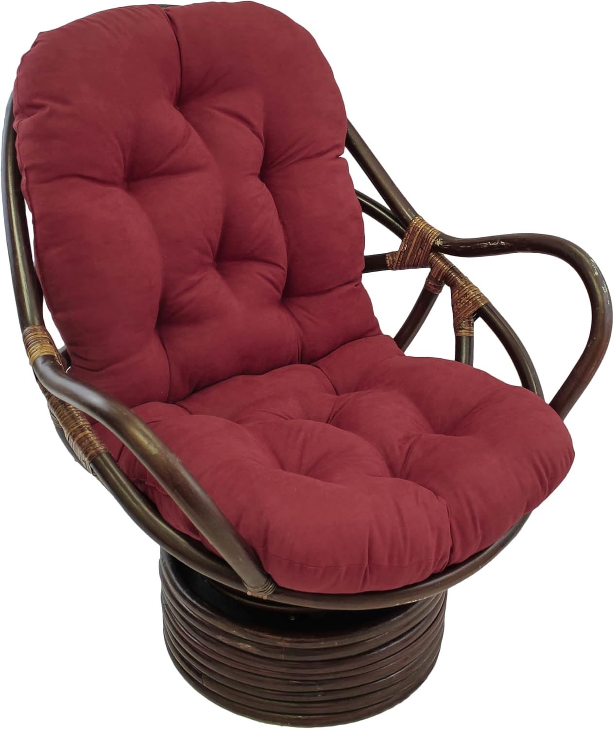 blazing needles microsuede tufted high back chair cushion, 48" x 24", red wine red wine 1