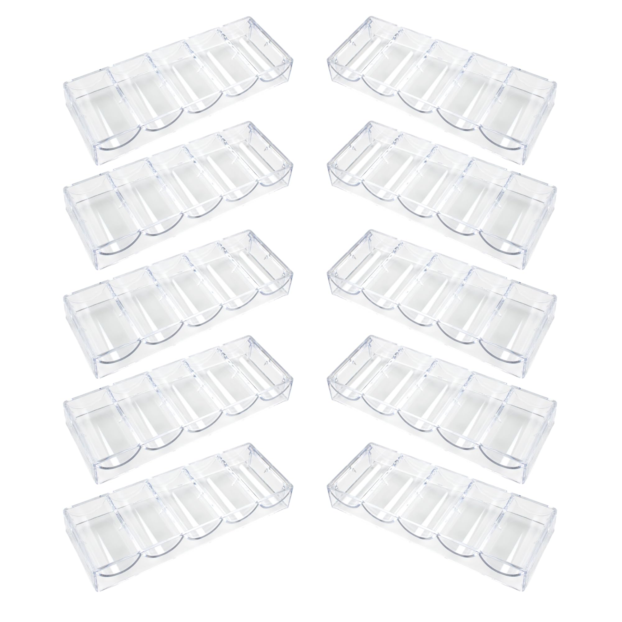 Gamers Lounge 68mm Poker Chip Trays - Narrow Design for Ceramic Chips - 100-count Clear Acrylic Poker Chip Racks - Chip Storage and Display Case (10)