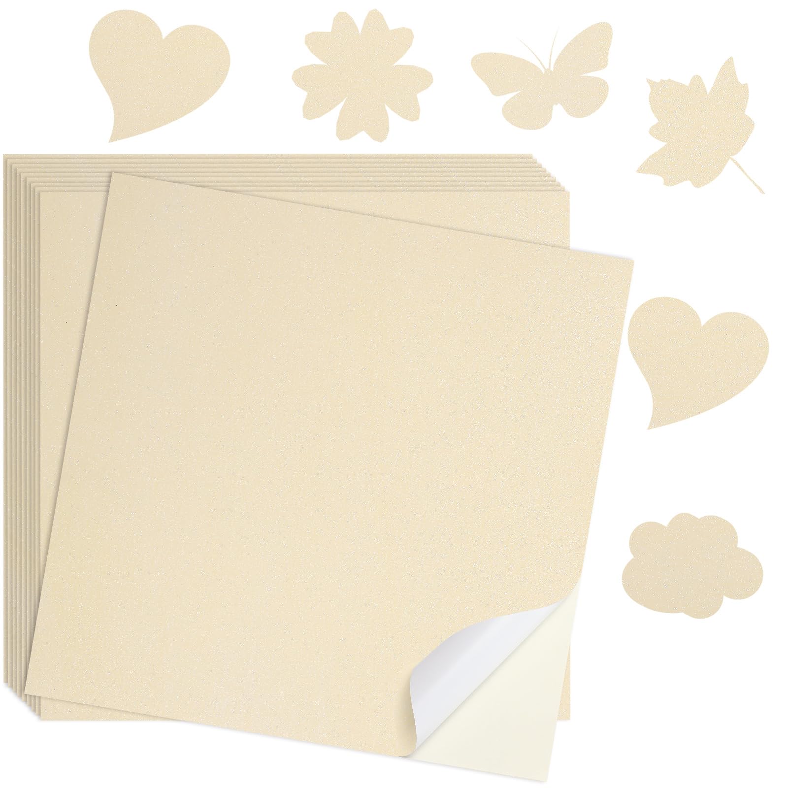 Dunzoom 25 Sheets Glitter Cardstock Self Adhesive 9.8x9.8 Inch Thick Pastel Sparkly Paper for Arts and Crafts Gift Box Wrapping, Back to School
