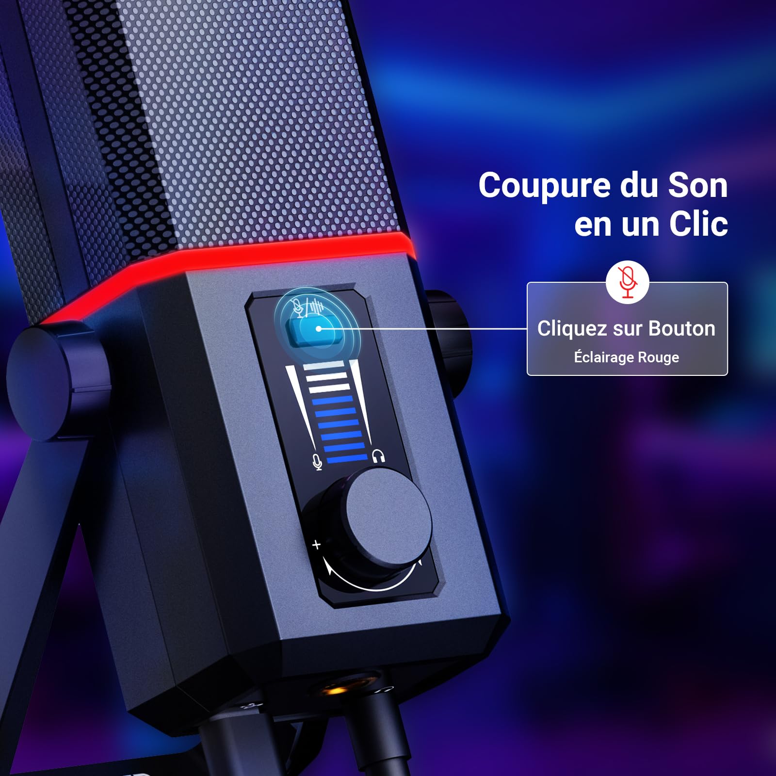 NEEWER UM02 Microphone USB RGB pour Gaming, Streaming et Podcasts; Micro de Bureau Cardioïde à Condensateur avec Réduction de Bruit; Compatible avec iPhone iPad Mac PC Android PS5/PS4 Pro/PS4