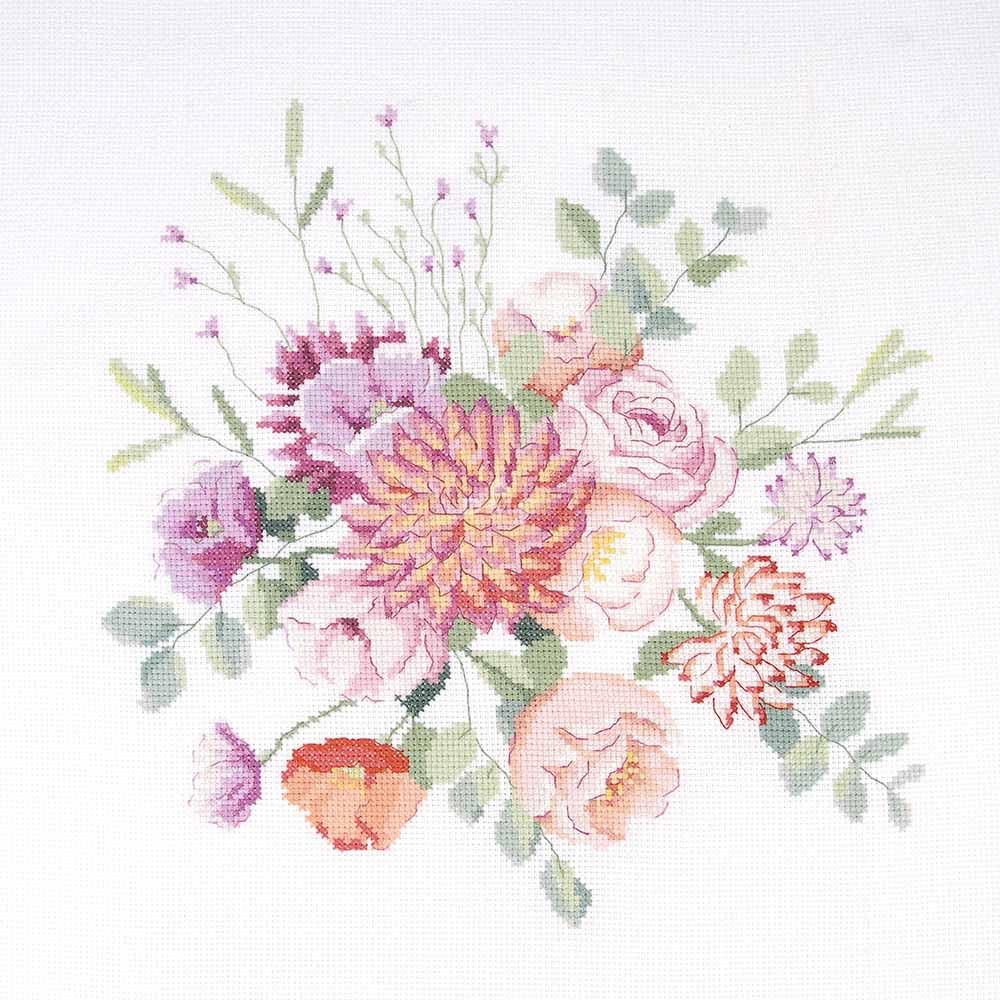 Dmc Purple - Fresh Bouquet By Nathalie Weinzaepflen Intermediate Cross Stitch Kit