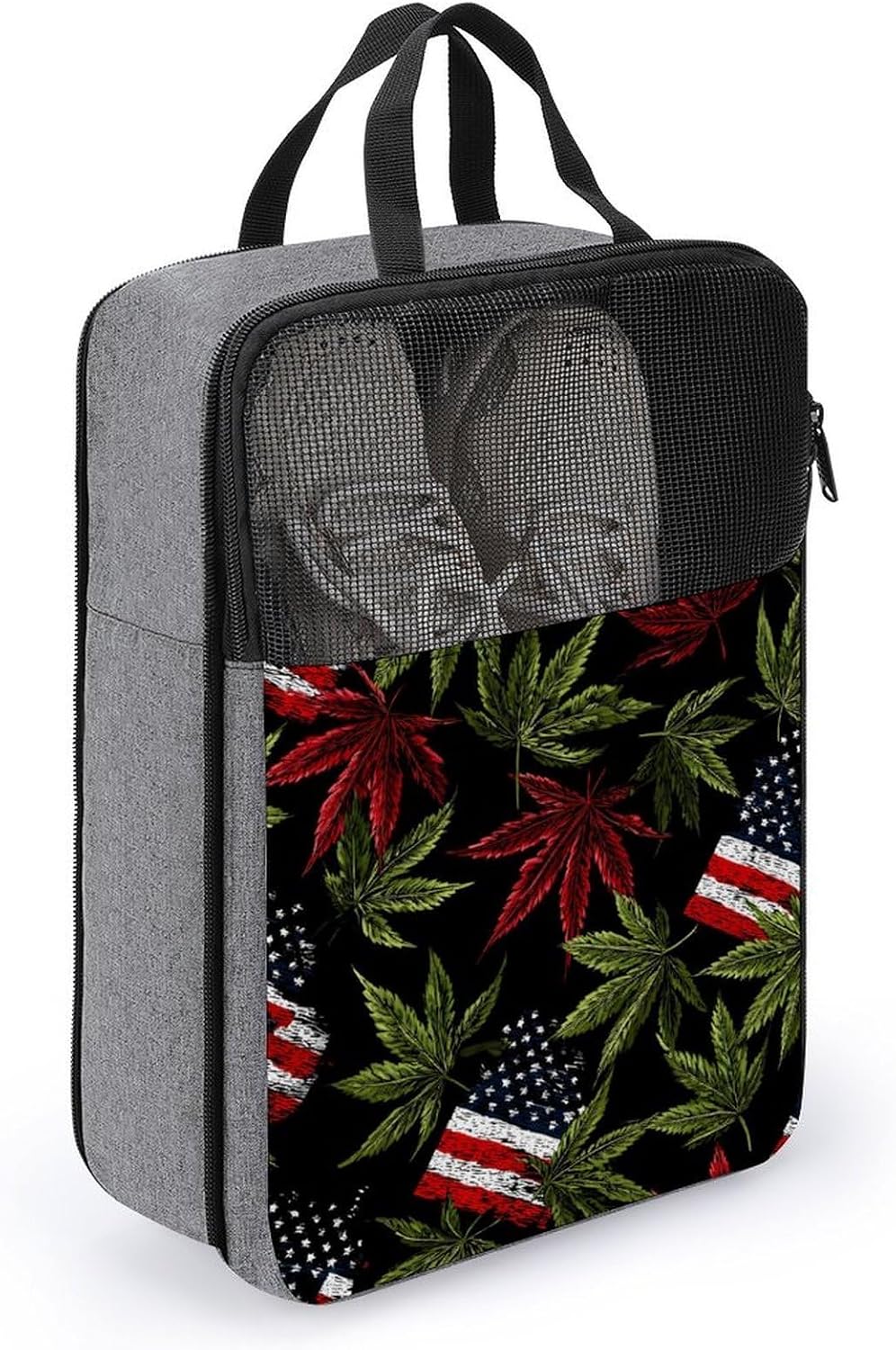 Weed1 U.S. Flag Large Shoe Bags for Packing with Clear Window Storage Bag for Men Women Travel