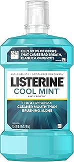 Listerine Cool Mint Antiseptic Mouthwash, Daily Oral Rinse Kills 99% of Germs that Cause Bad Breath, Plaque and Gingivitis for a Fresher, Cleaner Mouth, Cool Mint Flavor, 1.5 L