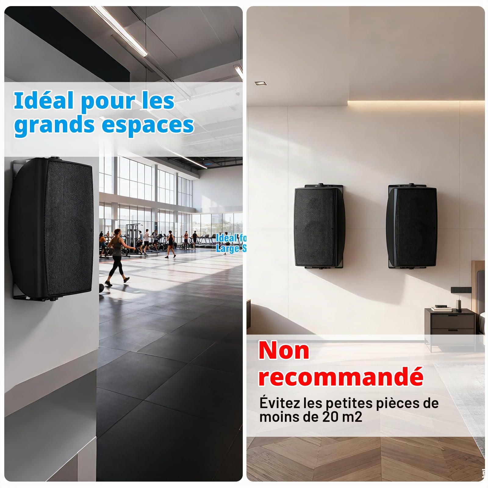 STUDIOFINIX Haut-parleurs d'extérieur passifs filaires, grande taille de montage mural (26,9 x 23,9 x 41,48 cm, 5,2 kg chacune), étanchéité IP44, toutes saisons, pour zones commerciales, arrière-cour