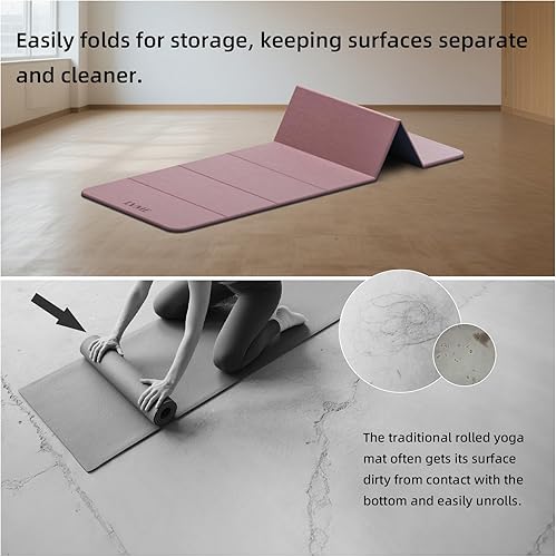 Miniatura 2 de Tapete de yoga plegable, extra grueso de 0.32 pulgadas, certificado SGS, antideslizante, 71 x 24 pulgadas, plegable para viajes, pilates, camping,