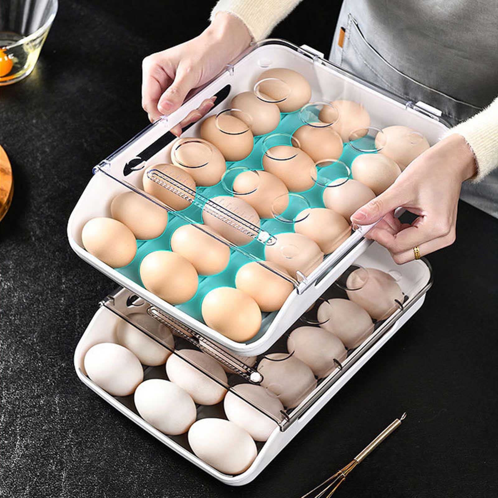 XISAOK Holder for Refrigerator Automatic Rolling Storage Container Lid Drawer Tray Box Fridge