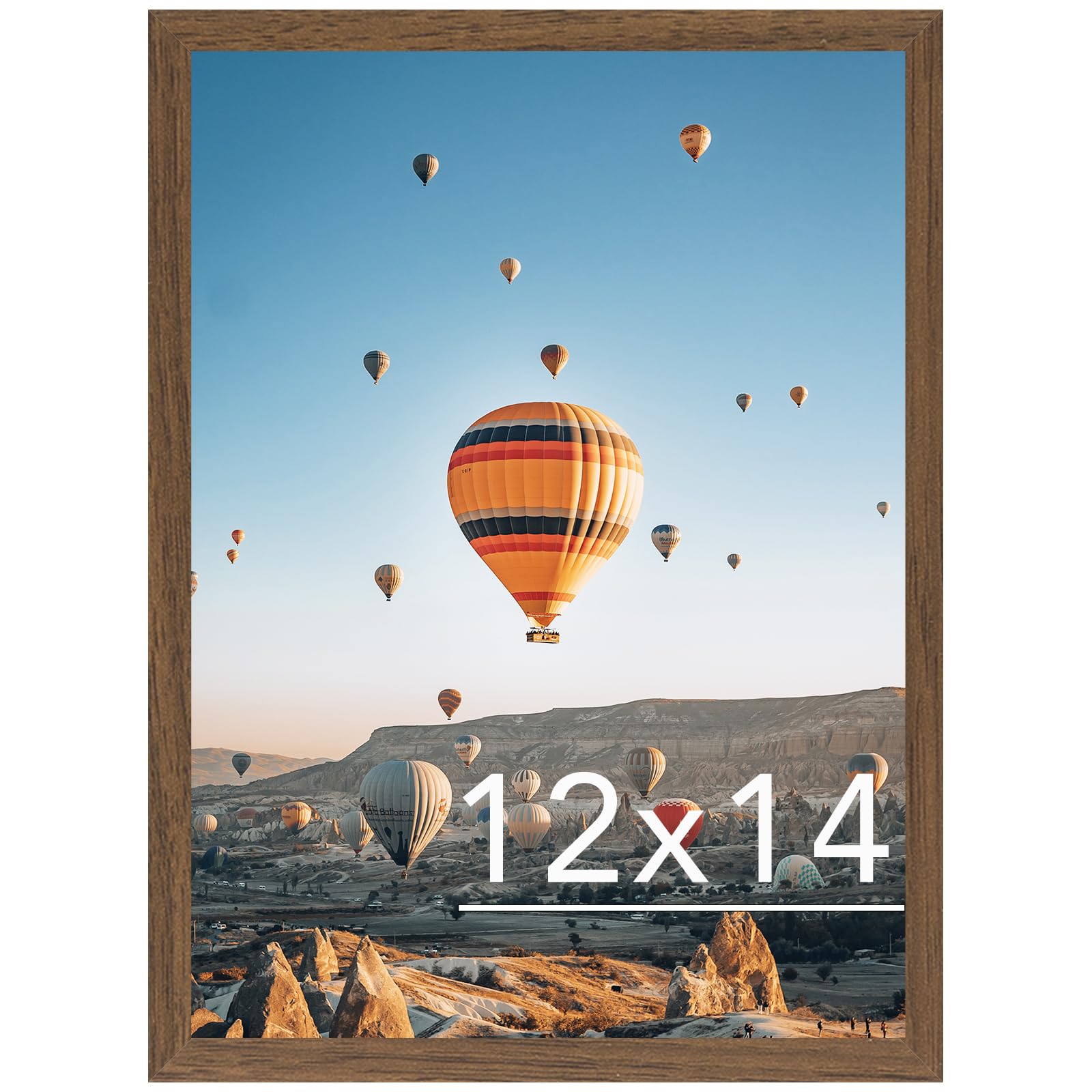 JCJMY 12x14 Picture Frame Brown for Wall Hanging, Wall Mounting Horizontally or Vertically, 12 x 14 Wall Gallery Poster Photo Frame with Shatter Resistant Plexiglass, Brown
