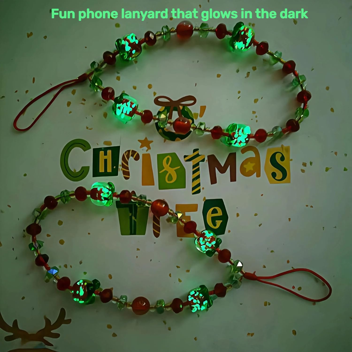 Lucky Apple Charm Phone Lanyard, Handmade with Red Green Crystal Beads - Lucky Charm Gift, Cute Phone Strap for Women - Image 4