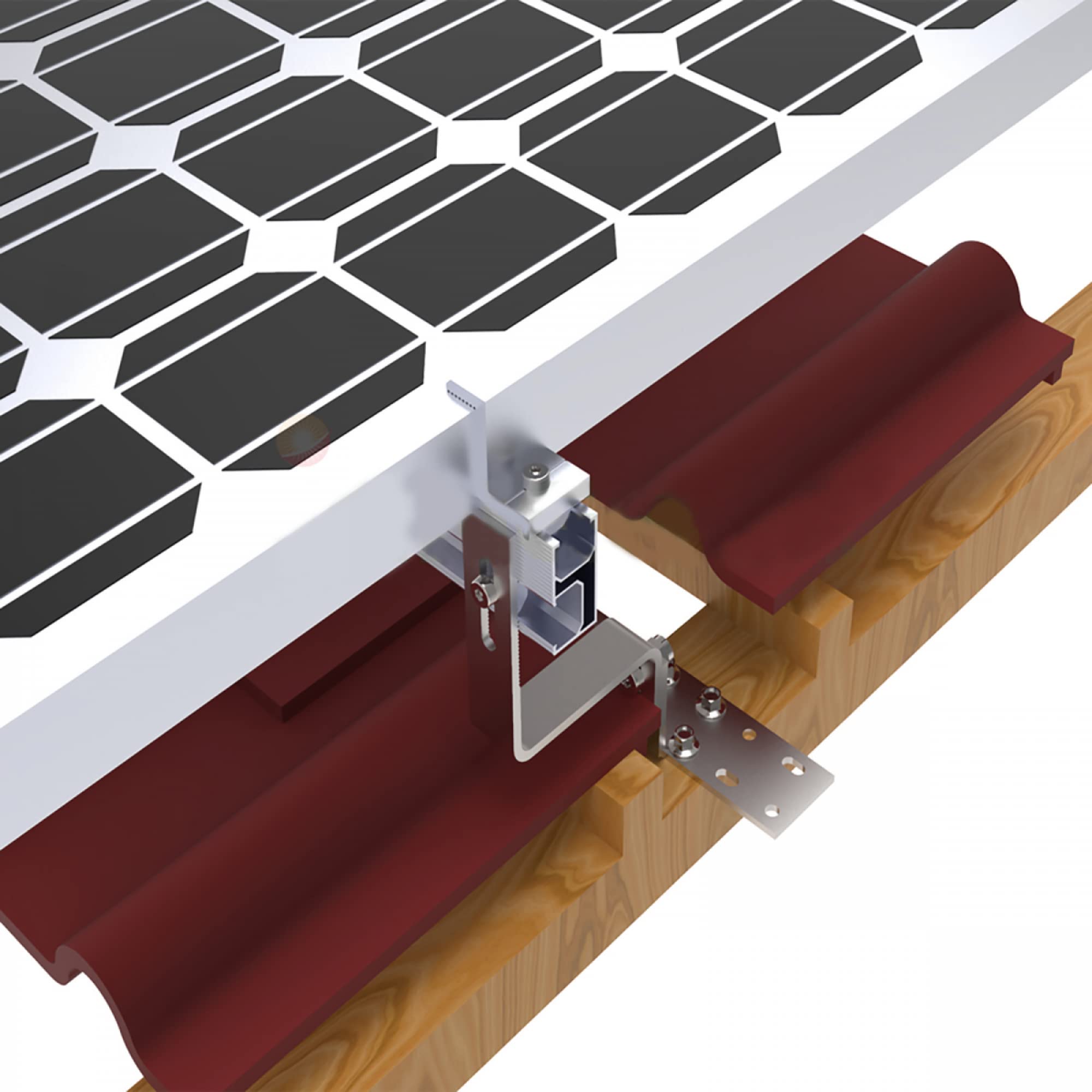 RANRAO Staffa di montaggio per pannello solare Montaggio sul tetto in acciaio inossidabile Gancio per tetto regolabile per staffa fotovoltaica Accessori per binari 4 pezzi