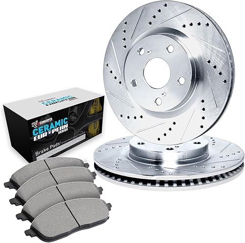 Miniatura 1 de R1 Concepts Frenos traseros y rotores | Kits de frenos de repuesto automotrices | Kit de pastillas de freno y rotores de cerámica trasera |