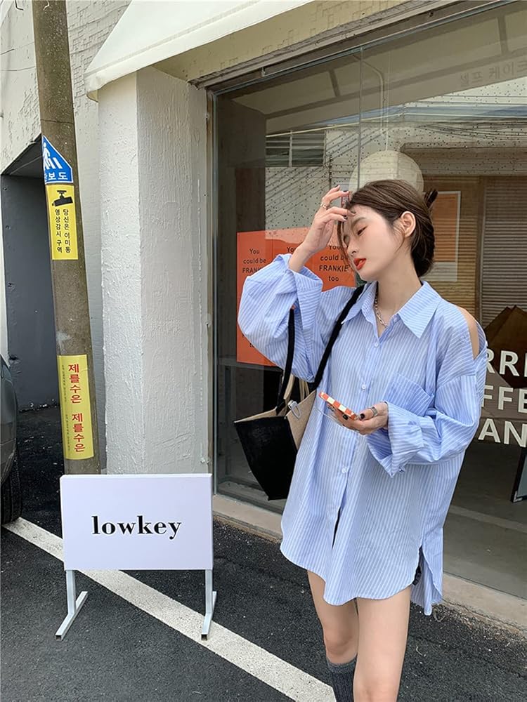 Amazon | [MLboss]レディース ストライプ 長袖 シャツ 秋 オフ