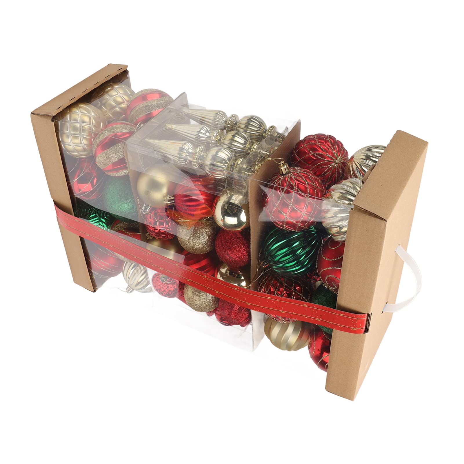 Weihnachtskugel-Ornament-Set, 74-teilig, Bunte Weihnachtsbaum-Hängekugeln, Dekorationen für Urlaub, Zuhause, Party-Dekoration, Dickes PS-Material, 6 x 8 x 17 cm (C)
