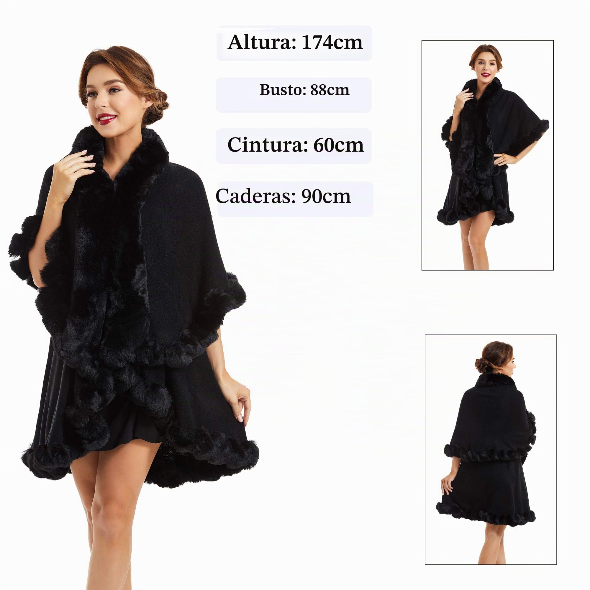 ZLYC Mujer Invierno Piel Sintética Elegante Estola Chal