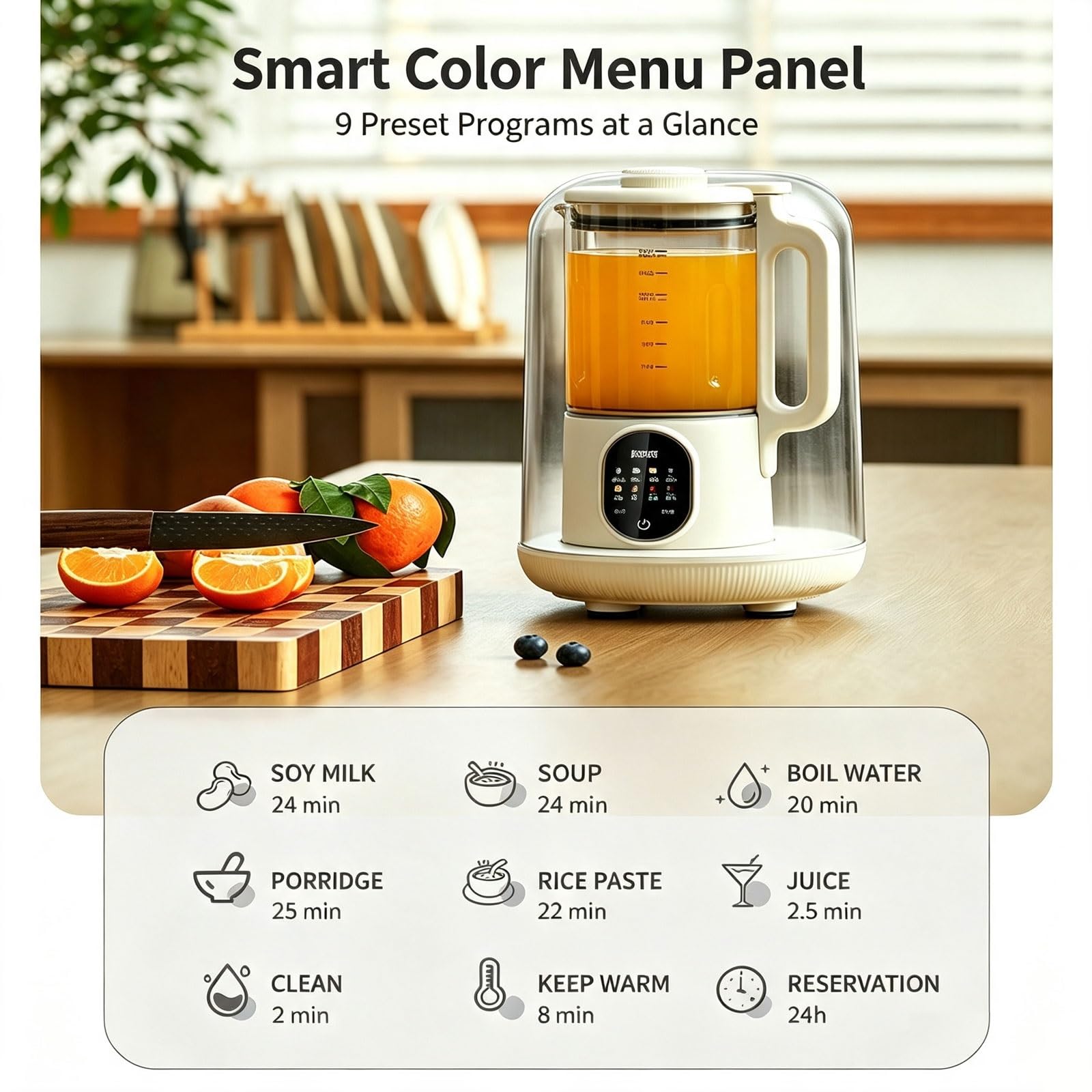 Macchina for il latte di noci Macchina for il latte di soia silenziosa da 49 dB, macchina for il latte a base vegetale da 1,5 litri | 9 programmi intelligenti, timer 24 ore, mantenimento in caldo e autopulizia for mandorle, avena, latte vegano
