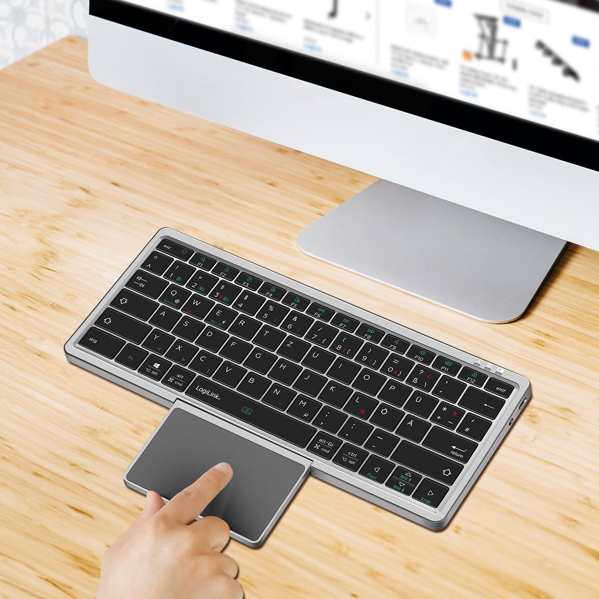 Logilink ID0214 - Clavier Multi-appareils sans Fil BT 5.1 avec trackpad et Coque Amovible