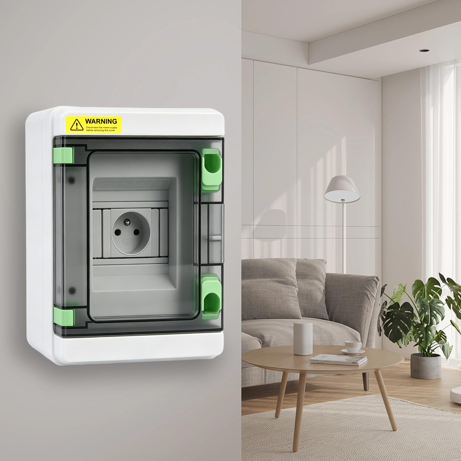 Prise Schuko VETOLAKA avec dispositif différentiel résiduel (DDR), boîte d'encastrement, DDR, prise extérieure étanche, coffret de distribution mural étanche IP65 complet - Prise 16 A 230 V et DDR 16