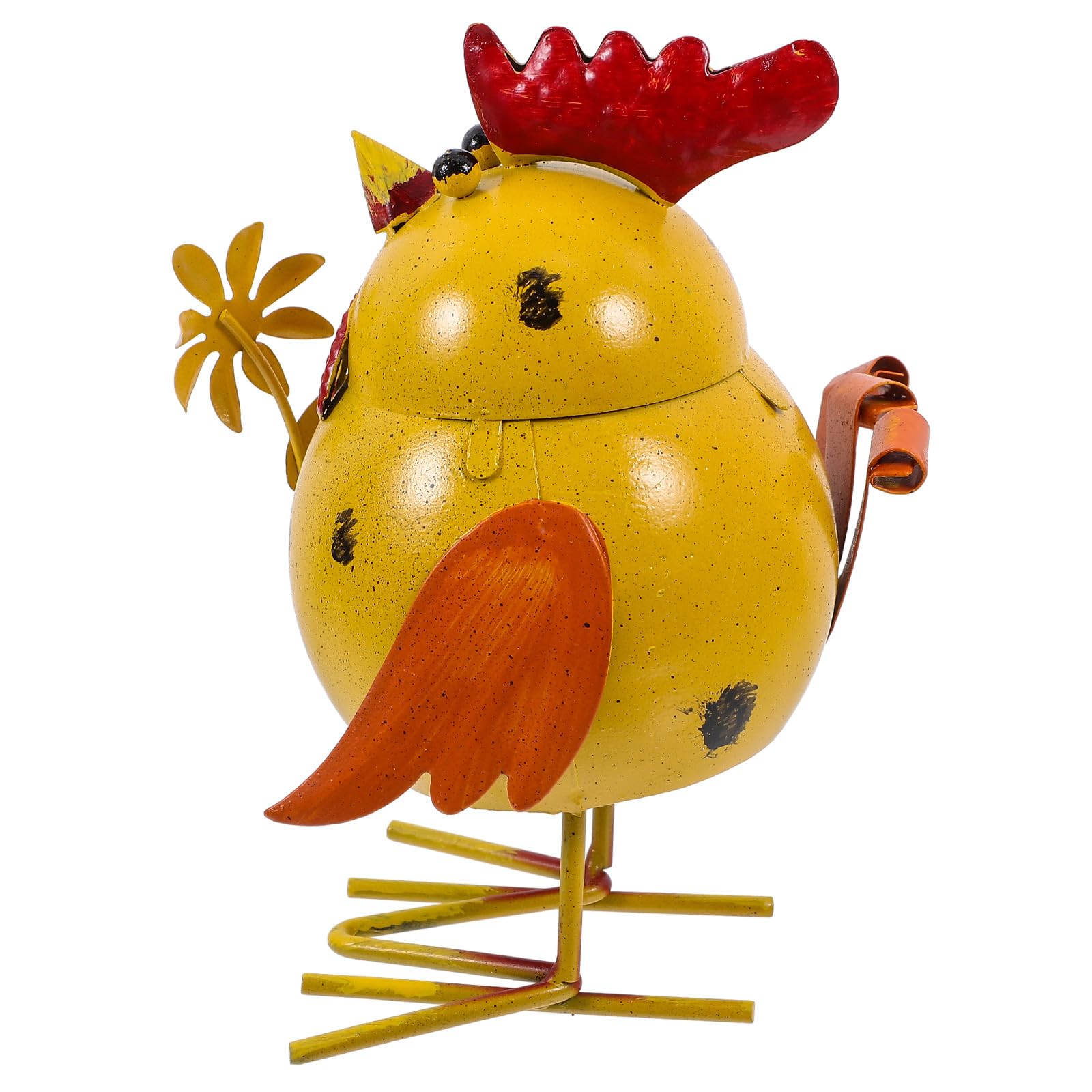 Sculpture en fer jaune durable au design contemporain épuré